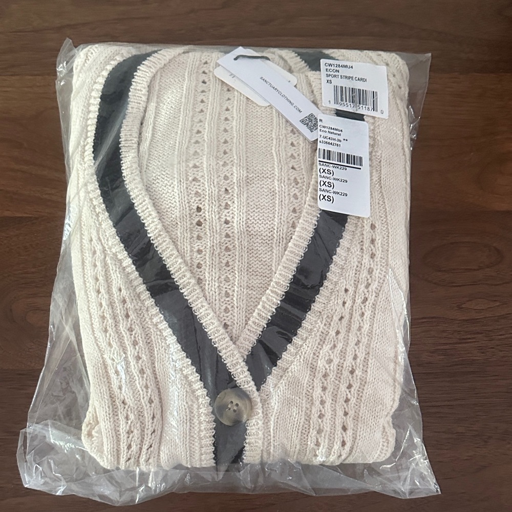 Sanctuary Sport Stripe Cardi in Eco Natural XS - Picture 7 of 8